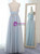 Light Blue Tulle Spaghetti Straps Backless Pleats Prom Dress With Beading