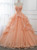 Orange Ball Gown Tulle Strapless Ruffles Long Sweet 16 Quinceanera Dresses