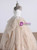 Champagne Tulle Ruffles Long Backless Lace Appliques Quinceanera Dresses