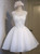 Simple Ball Gown Scoop Sleeveless White Tulle Homecoming Dress With Appliques