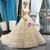 Champagne Ball Gown Straps Tulle Appliques Backless Sweet 16 Prom Dress