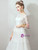 In Stock:Ship in 48 Hours White Tulle Lace Long Sleeve Wedding Dress