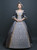 Gray Ball Gown Satin Lace Long Drama Show Vintage Gown Dress