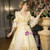 Yellow Ball Gown Puff Sleeve With Bow Drama Show Vintage Gown Dress