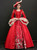 Navy Red Satin Lace Long Sleeve Print Drama Show Vintage Gown Dress