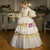 White Ball Gown Satin Lace Puff Sleeve Drama Show Vintage Gown Dress