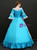 Blue Ball Gown Satin Square Puff Sleeve Appliques Drama Show Vintage Gown Dress