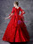 Red Ball Gown Lace Puff Sleeve Drama Show Vintage Gown Dress