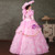 Pink Ball Gown Lace Short Sleeve Drama Show Vintage Gown Dress