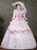 Pink Print Ball Gown Lace Short Sleeve Drama Show Vintage Gown Dress