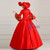 Red Ball Gown Satin Lace Puff Sleeve Drama Show Vintage Gown Dress