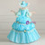 Blue Ball Gown Puff Sleeve With Flower Drama Show Vintage Gown Dress