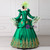 Green Ball Gown Satin Long Sleeve Appliques Drama Show Vintage Gown Dress