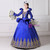 Blue Ball Gown Satin Long Sleeve Appliques Drama Show Vintage Gown Dress