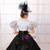 Black And White Satin Cap Sleeve High Neck Drama Show Vintage Gown Dress