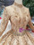 Champagne Gold Ball Gown Sequins High Neck Long Sleeve Wedding Dress