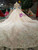 Champagne Ball Gown Tulle Appliques High Neck Long Sleeve Wedding Dress