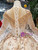 Champagne Ball Gown Sequins Tulle Long Sleeve Wedding Dress With Beading