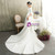 White Bateau Satin Half Sleeve Backless Wedding Dress With Big Bow