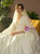 White Satin Deep V-neck Long Sleeve Wedding Dress With Train
