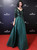 In Stock:Ship in 48 Hours Green Satin Sequins V-neck Half Sleeve Prom Dress