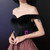 In Stock:Ship in 48 Hours Black Velvet Off The Shoulder Long Prom Dress