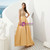 A-Line Champagne Gold Satin High Neck Cap Sleeve Prom Dress With Beading