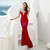 Red Mermaid Backless Sleeveless Long Prom Dress With Beading