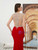 Red Mermaid Deep V-neck See Through Back Long Prom Dress With Beading