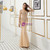 Champagne Mermaid Tulle V-neck Long Sleeve Prom Dress With Beading