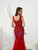 Red Mermaid Tulle Sleeveless Prom Dress With Beading Feather