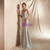 Silver Mermaid Deep V-neck Backless Lace Up Long Prom Dress