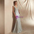 Silver Mermaid Deep V-neck Backless Lace Up Long Prom Dress