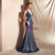 Blue Mermaid Deep V-neck Backless Lace Up Long Prom Dress