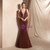 Brown Mermaid Deep V-neck Backless Lace Up Long Prom Dress