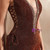 Brown Mermaid Deep V-neck Backless Lace Up Long Prom Dress