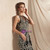 Black Mermaid Satin Gold Sequins Appliques Long Prom Dress