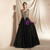 A-Line Black Chiffon Appliques Scoop Neck Long Prom Dress