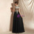 A-Line Black Chiffon Appliques Scoop Neck Long Prom Dress