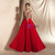 A-Line Red Chiffon Appliques Scoop Neck Long Prom Dress