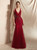 Burgundy Mermaid Tulle V-neck Backless Prom Dress With Beading