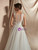 A-Line Tulle V-neck Appliques See Through Back Wedding Dress With Pearls