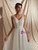 A-Line Tulle V-neck Appliques See Through Back Wedding Dress With Pearls