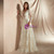 A-Line Champagne Tulle Lace Long Sleeve See Through Wedding Dress