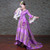 A-Line Hi Lo Purple Satin Lace Appliques Puff Sleeve Drama Show Vintage Gown Dress
