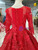 Red Ball Gown Tulle Sequins Appliques Long Sleeve Wedding Dress With Train