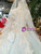 Blue Ball Gown Scoop Long Sleeve Appliques Hand Flower Wedding Dress