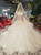 Light Champagne Ball Gown Tulle Sequins Appliques Long Sleeve Wedding