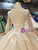 Champagne Ball Gown Tulle Lace Appliques High Neck Long Sleeve Wedding Dress