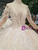 Champagne Ball Gown Tulle Sequins Long Sleeve Wedding Dress With Beading